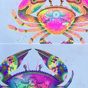 Psychedelic Crabs A4 Risograph Prints image 3