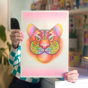Hello Tiger - A3 Risograph Print