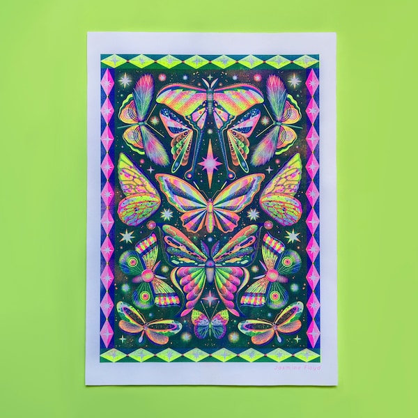 Papillons - A3 Risograph Print 2nd edition