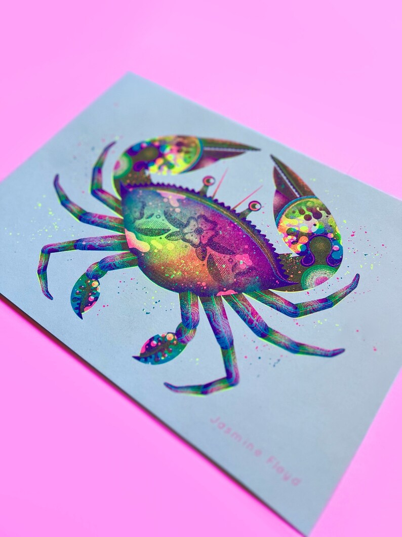 Psychedelic Crabs A4 Risograph Prints image 4