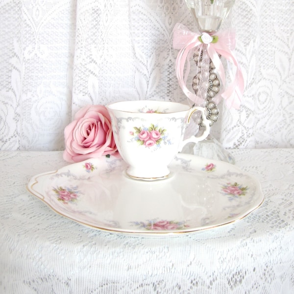 Vintage Royal Albert Luncheon, Shabby Chic Style Snack Set, Tea Cup & Plate Bone China, Made in England, Floral Design Breakfast Teacup Set
