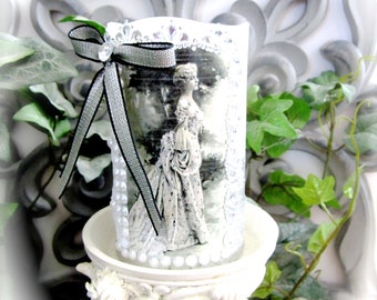 Victorian Lady Flameless Candle, Victorian Lady Decor, Decoupage, Flameless Candle, Romantic Cottage Chic, Lovely Unique Gift, Home Decor