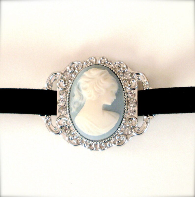 Black Velvet Choker Necklace Christmas Gothic Black Velvet Cameo Choker Necklace Lady Cameo Choker Gift for Her Victorian Choker