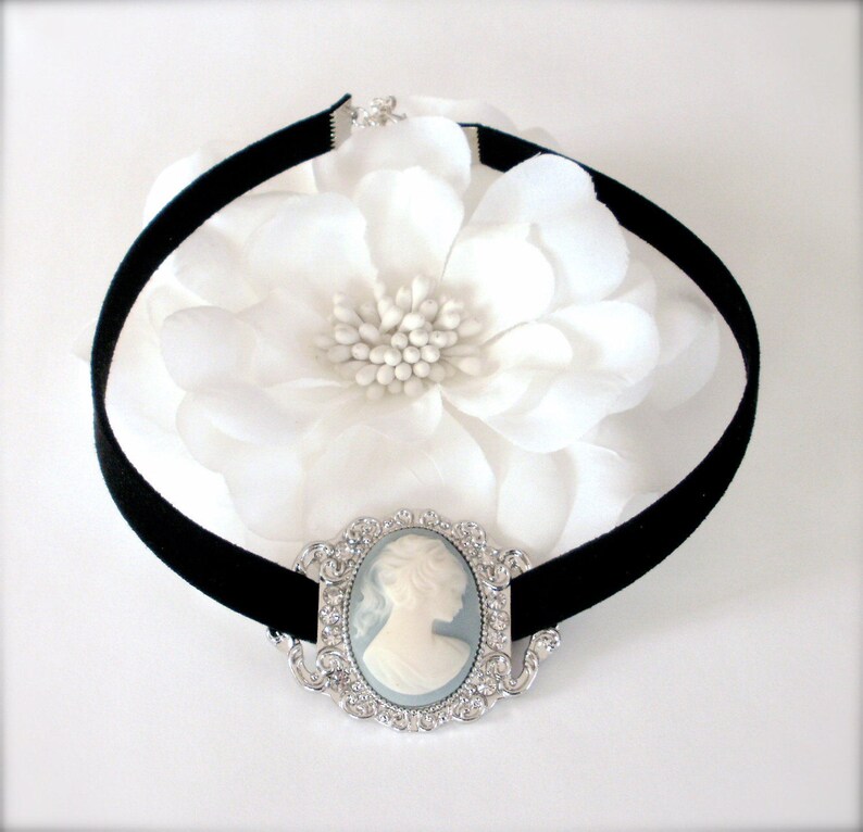 Black Velvet Choker Necklace Christmas Gothic Black Velvet Cameo Choker Necklace Lady Cameo Choker Gift for Her Victorian Choker