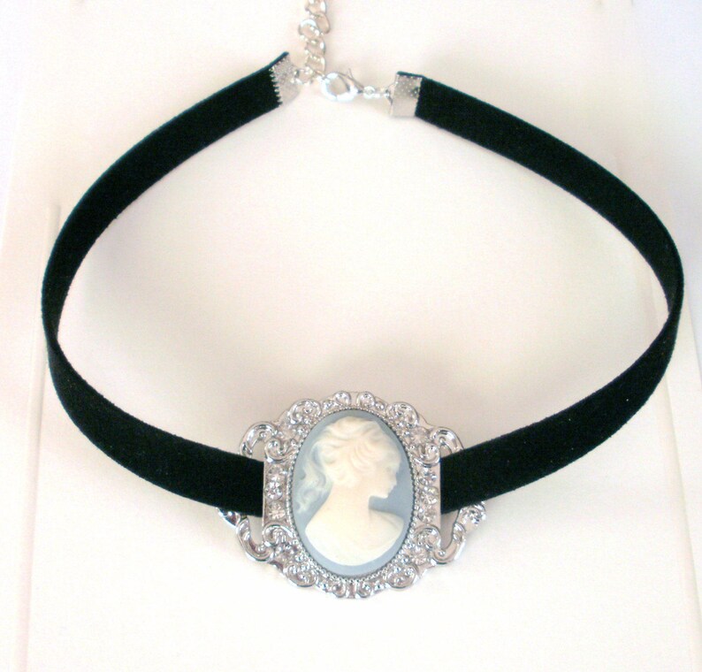 Black Velvet Choker Necklace Christmas Gothic Black Velvet Cameo Choker Necklace Lady Cameo Choker Gift for Her Victorian Choker