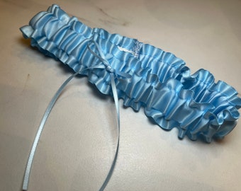 Podwiązka ślubna - Ruffle Something Blue z kokardką
