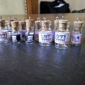 1 Mini love potion tiny empty wish glass bottle necklace pendants & bail DIY fairy dust poison party favors Easter birthday jewelry gift image 4