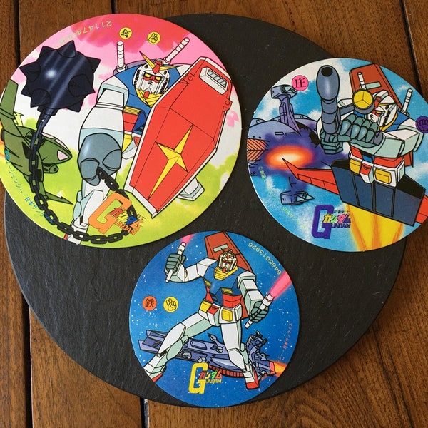 7.5" or 5.5" or 4.5" NOS VTG Slammer Board Menko game Gundam Robots large medium various sized pogs Japanese manga anime collectible gift