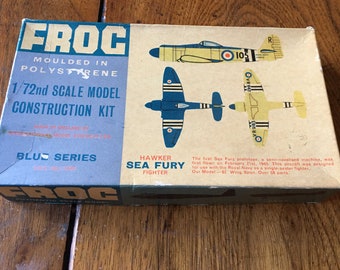 VTG FRoG Hawker Sea Fury X military aircraft fighter Korean War no 154P original box 1/72 scale model kit Blue Series UK made gift for him