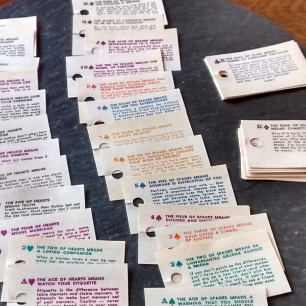 15 NOS fortunes w/repeats or 13 "as is" VTG Swami Madame X Fortune teller newsprint paper card Twilight Zone Rod Serling Nick of Time party