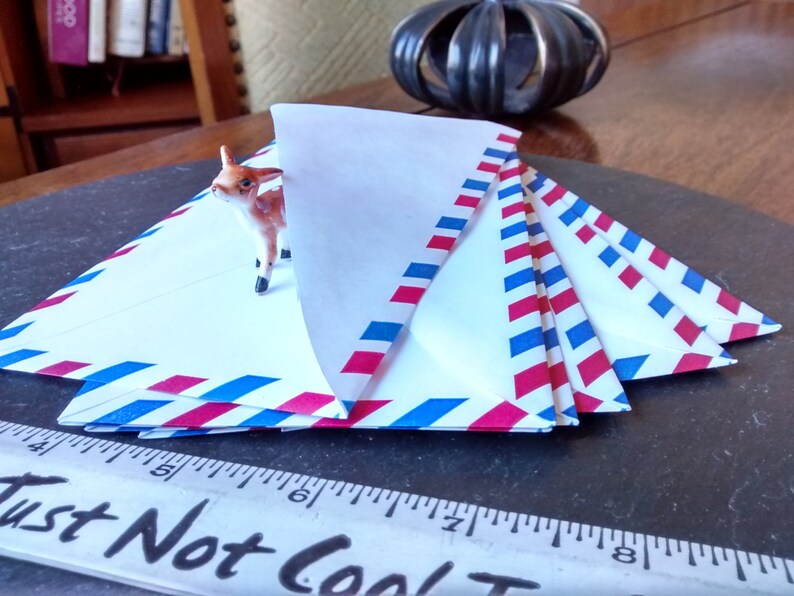 12 or 40 Airmail envelopes DIY International passport travel bon voyage theme birthday party invitations vintage retro style stationery