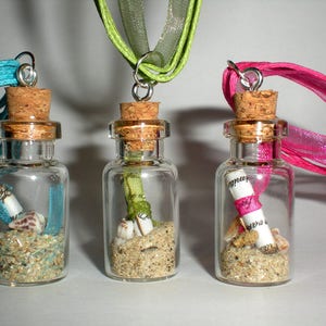 1 Mini love potion tiny empty wish glass bottle necklace pendants & bail DIY fairy dust poison party favors Easter birthday jewelry gift image 7