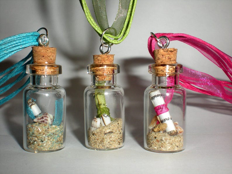 1 Mini love potion tiny empty wish glass bottle necklace pendants & bail DIY fairy dust poison party favors Easter birthday jewelry gift image 7