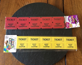 200 red or 250 pair yellow raffle tickets 2 part raffle coupon ticket homework reward birthday Easter wedding party event game activity