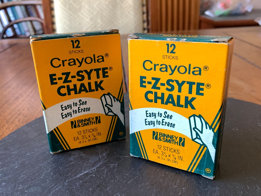 1 Box of Crayola EZSYTE 12 Stick Soft Yellow Color Chalk Non Toxic