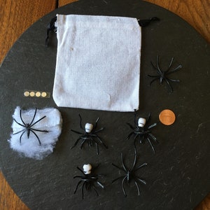 6 creepy silly spider starter kit DIY crystal skull black spider rings cotton web SpiderMan jewelry Horror Movie party decor activity craft image 7