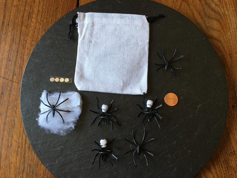 6 creepy silly spider starter kit DIY crystal skull black spider rings cotton web SpiderMan jewelry Horror Movie party decor activity craft image 7