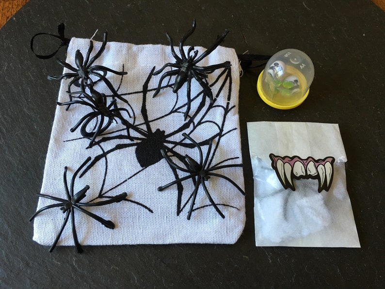 6 creepy silly spider starter kit DIY crystal skull black spider rings cotton web SpiderMan jewelry Horror Movie party decor activity craft image 2