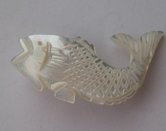 Carved MOP fish brooch