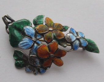 925 silver enamel flower brooch