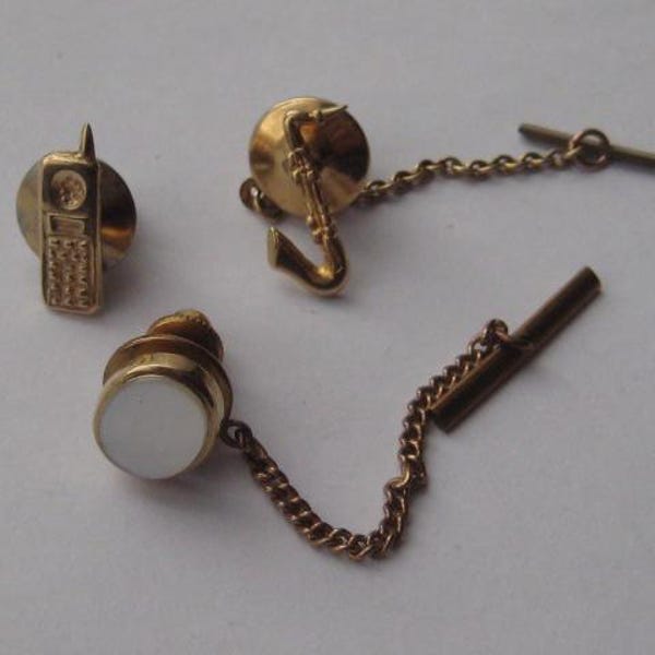 Vintage 9ct gold tie pins