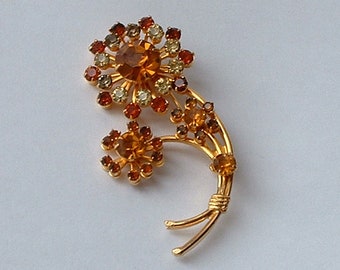 Multi rhinestone flower brooch