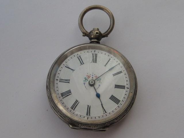 Vintage 800 silver key wind pocket watch A/F