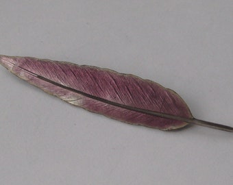 Large art deco silver enamel leaf brooch