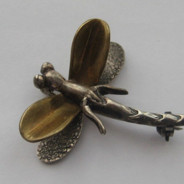 Mexican silver dragonfly brooch