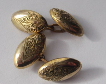 Edwardian rolled gold engraved cuff links