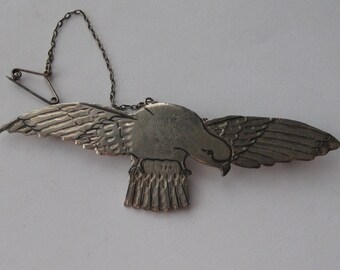 Large trench art eagle brooch with inscription