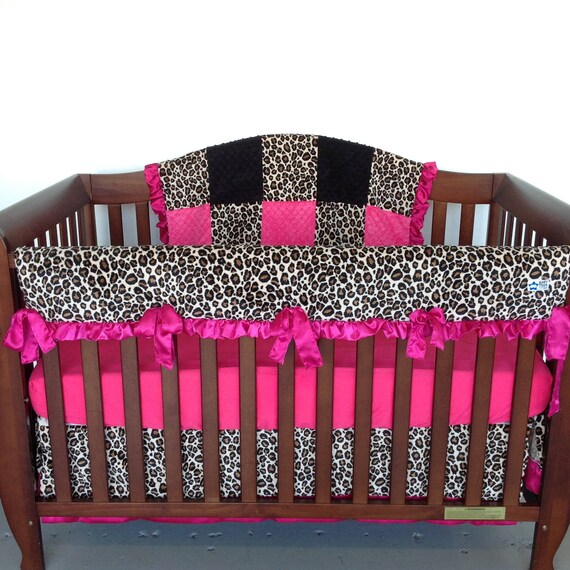 Crib Set Nursery Bedding Guard Rail Cheetah Hot Pink Etsy
