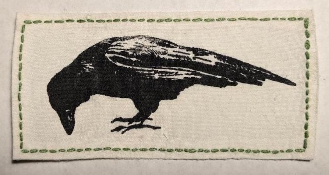 Black Crow Green Hand Stitched Border - Etsy