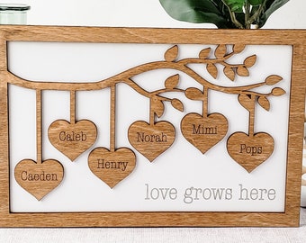 Love Grows Here, Gift for Grandmother, Mother's Day Gift, Christmas Gift for Grandparents