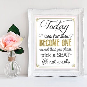 Ceremony Seating Signs - Chalkboard- Pick a Seat Not a Side