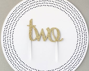 Cake Topper, birthday cake toppers, Second Birthday cake topper, Gold cake topper, two cake topper, birthday cake decorations