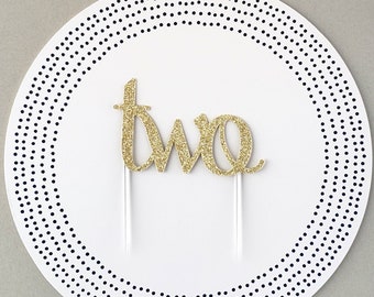 Cake Topper, verjaardagstaart toppers, Tweede verjaardag taart topper, Gouden taart topper, twee taart topper, verjaardagstaart decoraties