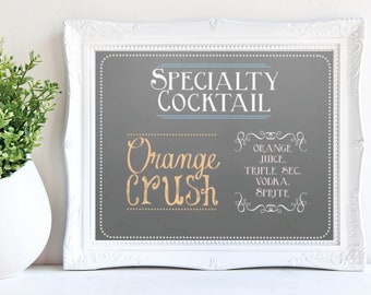 Specialty Drink - Signature Drink Sign - Grey Chalkboard