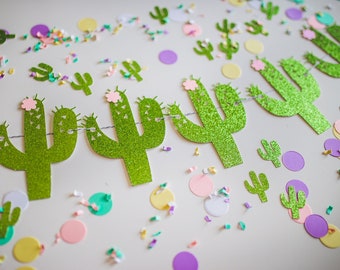 Cactus with Flowers Banner – Cactus Birthday Theme Party – Cactus Llama Birthday Banner – Cactus Décor – Cactus Party Decor