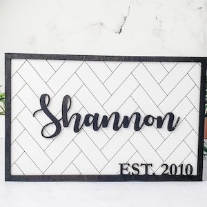 Wooden Name Sign, Personalized Last Name Sign, Last Name Wood Sign, Wedding Gift, Anniversary Gift