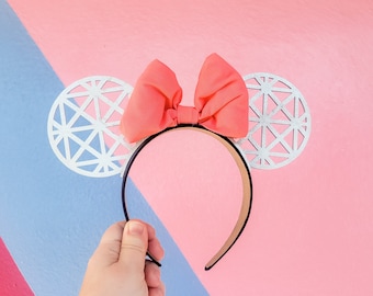 Epcot Mouse Ears, Minnie Ears, Disney Headband, Spaceship Earth Mouse Ears