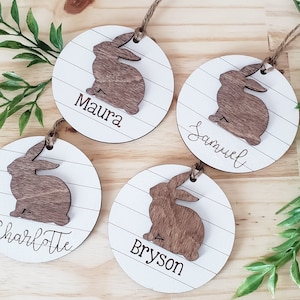 Personalized Easter Basket Tags, Wooden Easter Bunny, Easter Tags, Easter Basket