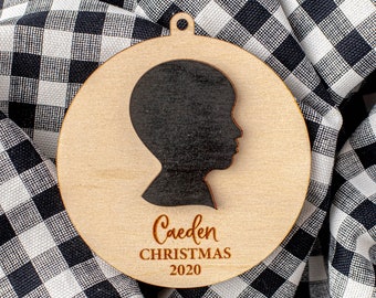 silhouette ornament, Child Ornament, 2023 Ornament, Christmas Ornament, White Elephant, Secret Santa Gift, Ornament Exchange