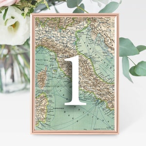Reisekarte Hochzeit Tischnummern Digital (1 bis 22) - Reise Thema Hochzeit - Abenteuer Thema - Globus Hochzeitsdekor - Landkarte Décor