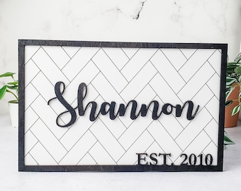 Wooden Name Sign, Personalized Last Name Sign, Last Name Wood Sign, Wedding Gift, Anniversary Gift