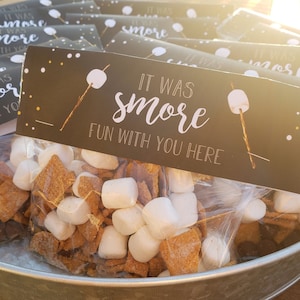 Smores Camping Party Favor Bag Toppers – Backyard Theme Party - Smores Theme Party favors – Camping Birthday Décor – Overnight Party Decor