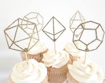 Geometric Shapes Cupcake Topper – Modern Theme Party – Geometric Birthday Party – Modern Birthday Décor – Hexagon Party Decor