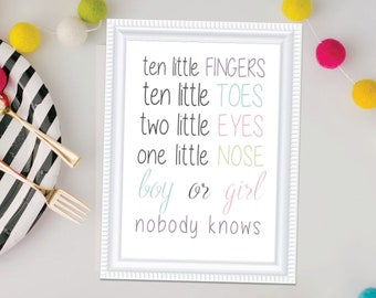 Gender Reveal - Gender Vote - Gender Neutral Shower Print - Ten Little Fingers