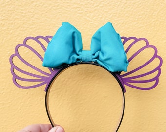 Little Mermaid Mouse Ears, Minnie Ears, Disney Headband, Seashell Mouse Ears, Ariel Mouse Ears