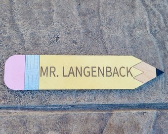 Custom Name Sign, Teacher Gift, Teacher Pencil Sign, Classroom Sign, Wooden Name Sign, Classroom Wall Art